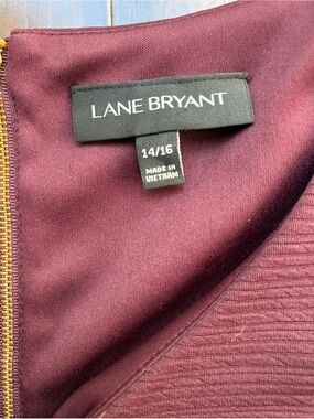 Lane Bryant Women's 14-16 Burgundy Fit & Flare Dress pockets Careercore baddie